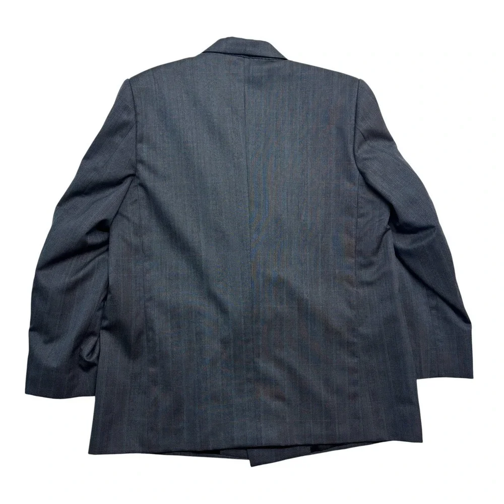 vtg 90s Tailored 40S Charcoal Plaid Double Breasted Blazer Jacket‎ Sport Coat